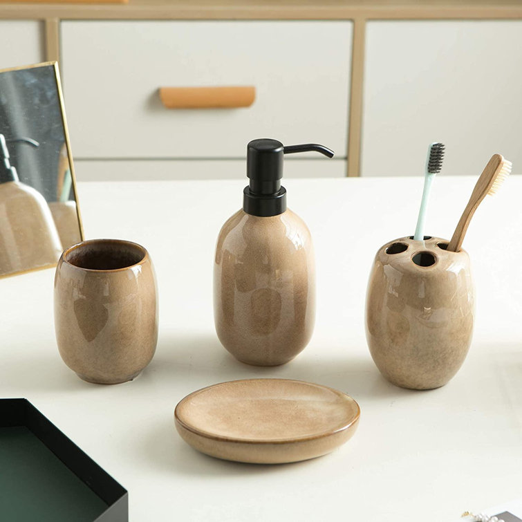 wisdomfurnitureco Bathroom Accessories Set, 4Piece Ceramic Bath